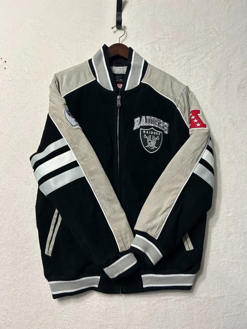 NFL Raiders Suede Leather Jacket XL G-III Apparel Group Football Fan Gear